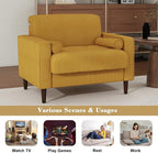 Oversized Accent Chair Set of 2, Corduroy Fabric Mid Century Modern Armchair with Large Seat for Living Room Bedroom Reading