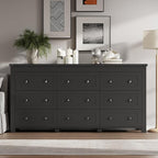 9-Drawer Dresser, Modern Wooden Storage Chest of Drawers, Dresser TV Stand, Wood Drawer Organizer with Metal Handles for Bedroom, Living Room, Hallway