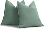 ZWJD Dusty Green Pillow Covers 16x16 Set of 2 Chenille Throw Pillow Covers with Elegant Design Soft and Luxurious Decorative Throw Pillows for Couch, Bed, and Home Decor
