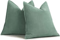 ZWJD Dusty Green Pillow Covers 20x20 Set of 2 Chenille Throw Pillow Covers with Elegant Design Soft and Luxurious Decorative Throw Pillows for Couch, Bed, and Home Decor