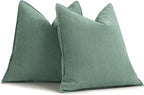 ZWJD Dusty Green Pillow Covers 20x20 Set of 2 Chenille Throw Pillow Covers with Elegant Design Soft and Luxurious Decorative Throw Pillows for Couch, Bed, and Home Decor