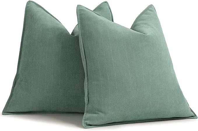 ZWJD Dusty Green Pillow Covers 20x20 Set of 2 Chenille Throw Pillow Covers with Elegant Design Soft and Luxurious Decorative Throw Pillows for Couch, Bed, and Home Decor