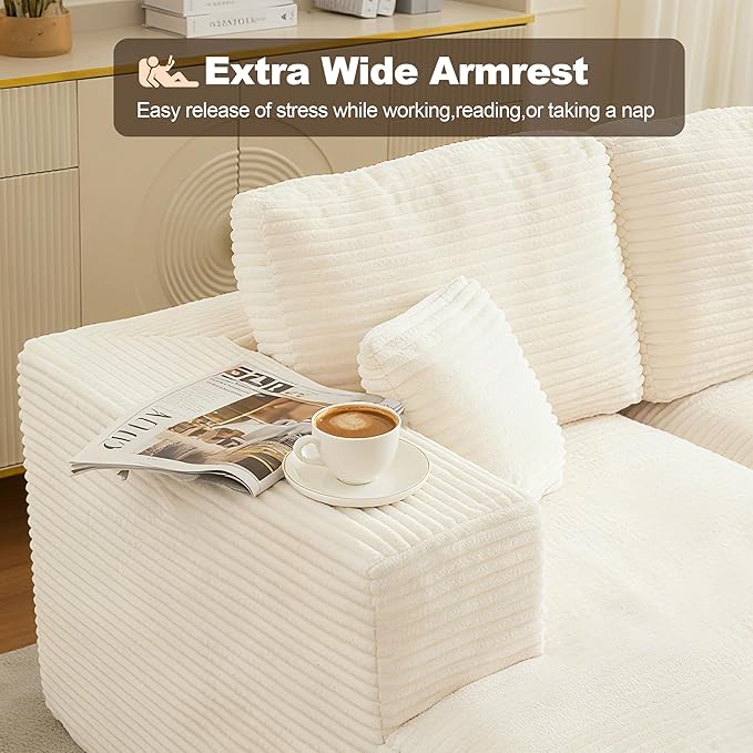 Cloud Modular Sectional Sleeper Sofa,U-Shape Modern Boneless Sectional Couch with Deep Seat,Upholstered Couches for Living Room Bedroom,No Assembly Required,Beige