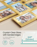 SONGMICS 4x6 Collage Picture Frames, 12-Pack Photo Collage Frame for Wall Decor, Glass Front, Assembly Required, Christmas Gift, Pale Gold URPF022A01