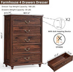 Bedroom Dresser Sets, 54" Wide 7 Drawers Dresser and 45" Tall 5 Drawers Dresser, Wooden 2 Piece Bedroom Furniture Set, Chest of Drawer for Bedroom, Home, Living Room, Hallway, Brown