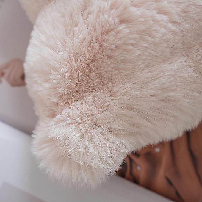 Neelvin Beige Faux Fur Cozy Soft Double-Sided Decorative Throw Pillow Covers 18x18 inch Set of 2,Velvet Pillowcase Cushion Case for Sofa Couch