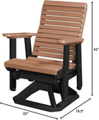 DutchCrafters Modern Horizontal Slat High Back Poly Glider Chair Outdoor Patio Furniture (Black & Cedar)