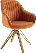 Zouron Mid Century Modern Swivel Accent Chair with Gold Metal Legs, Upholstered Swivel Chair No Wheels, Side Accent Arm Chair Vanity Chair for Small Space Home Office Living Room Bedroom, Cinnamon