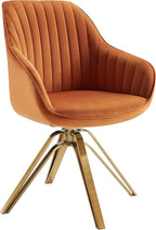 Zouron Mid Century Modern Swivel Accent Chair with Gold Metal Legs, Upholstered Swivel Chair No Wheels, Side Accent Arm Chair Vanity Chair for Small Space Home Office Living Room Bedroom, Cinnamon