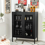 Metal Storage Cabinet with Mesh Doors and Shelves,Multipurpose Storage Rack, 3-Tier Office Cabinet,Metal Locker Style Accent for Home Office,Living Room,Kitchen (Black-mesh, 40''H)