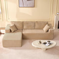 107" Boneless Couch with Deep Seat, Modular Sectional Sofa, Cloud Sectional Couch for Living Room, No Assembly Required, Corduroy, L-Shape Left，Camel