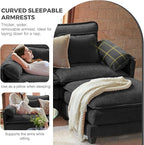 ELUCHANG 116" Luxury Modular Sectional Sofa, Comfy Deep Seat Cloud Couch, Sleeper Sofa Bed, 6 Seat Modern Couch with Removable Cover for Living Room, Apartment, DIY Combination, Chenille Black