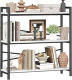 Book Shelf, 3 Tier Bookshelf 31.49" Width, Book Shelf Storage and Organization, Wooden and Metal Industrial Bookcase, Large Book Shelves for Home Living Room Bedroom Office Storage(White)
