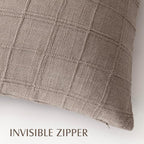 Foindtower Set of 2 Decorative Linen Check Throw Pillow Covers Neutral Farmhouse Vintage Cushion Covers Modern Boho Home Decor for Sofa Chair Couch Bedroom Living Room,26×26 Inch,Tan Taupe