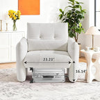 33.9" Accent Chairs, Modern Upgrade Sherpa Fabric Arm Chair Comfy Upholstered Armchair Leisure Single Sofa Chair with a Waist Pillow for Bedroom, Office and Living Room