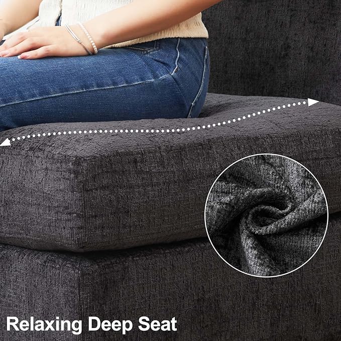 Belffin Oversized Modular Sectional Sofa Sleeper Sectional Couch with Storage Chenille Sofa Bed for Living Room, 12 Seats, Dark Grey