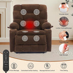EONIX Dual Motor Lay Flat Power Lift Recliner Chair for Elderly and Adults with Cup Holders and Charging Ports, 400lbs Electric Power Recliner Lift Chair with Heat and Massage, Coffee, Brown