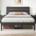 Queen Bed Frame with Headboard and Footboard, Metal Platform Bed Frame with Under Bed Storage, All-Metal Support System, No Box Spring Needed, Easy Assembly,Rustic Grey