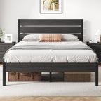 Queen Bed Frame with Headboard and Footboard, Metal Platform Bed Frame with Under Bed Storage, All-Metal Support System, No Box Spring Needed, Easy Assembly,Rustic Grey