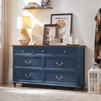 Bedroom Dresser Sets, 54" Wide 7 Drawers Dresser and 45" Tall 5 Drawers Dresser, Wooden 2 Piece Bedroom Furniture Set, Chest of Drawer for Bedroom, Home, Living Room, Hallway, Navy Blue
