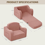 Comfy Toddler Chair for Kids, 2-in-1 Toddler Soft Plush Couch Fold Out, Convertible Kids Couch to Lounger, Baby Sofa for Boys and Girls, Pink