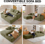108 Inch Cloud Sectional Couch,Modern Modular Sectional Sofa with Deep Seat,Corduroy Boneless Couches with L-Shape Chaise for Living Room,No Assembly Required (Green, Left Facing Chaise + Ottoman)