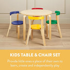 Bentwood Kids Table and Chairs Set, Kids Furniture, Assorted, 5-Piece