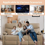 3-Seater Manual Seater Reclining Anti-Scratch 3 Seat Reclining Sofa with Side Pocket and Cupholders Reclining Loveseat Sofa for Living Room Meeting Room Bedroom Office Apartment