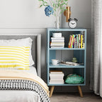 Night Stand, Blue Kids Nightstand, Modern End Table with Open Storage, 3-Tier Nursery Bedside Table for Small Space, Living Room, Bedroom