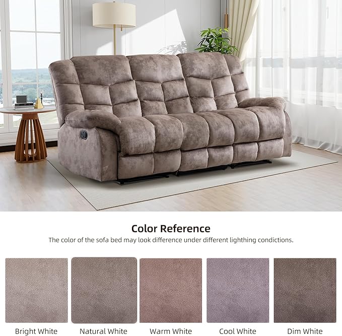 EBELLO Reclining Sofa Furniture Set, Loveseat Recliner Sofa and 3PC Bonded Manual Recliner Set for Living Room, Light Brown(Loveseat+Sofa)