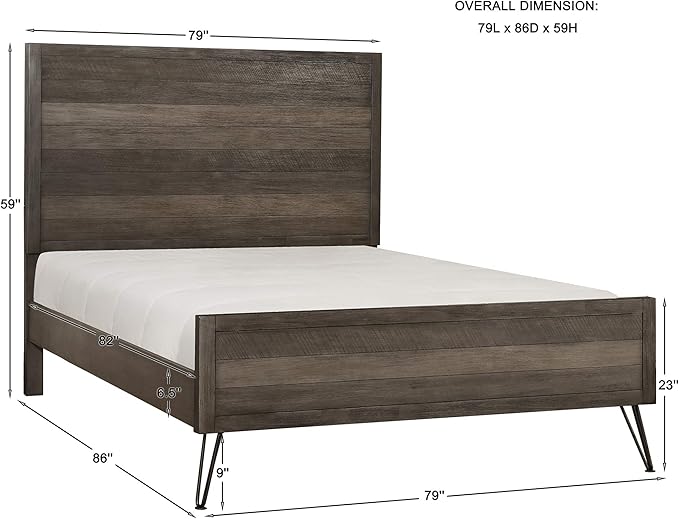 Lexicon Leavitt Panel Bed, King, Gray