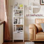 Bathroom Floor Cabinet, 5-Tier Bathroom Storage Organizer Rack with Drawer, Multifunctional Corner Unit, 47.24 Inches in Height, White
