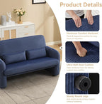 Corduroy Accent Living Room Sets, Modern Upholstered Love Seat with 2 Accent Chairs, Wide Comfy Leisure Chair Sets for Bedroom, Office, Blue