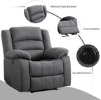 EBELLO Classic Power Recliner Chair, Oversized Electric Overstuffed Chair with Thicked Cushion and Back, Single Sofa with Comfortable Armchair, Gray, 2Pcs