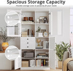 IRONCK Bookcase with Doors, Bookcases and Bookshelves with Drawers, 5 Tier Book Shelf with Acrylic Doors, Display Shelf for Living Room, Home Office, Study, White