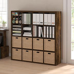 Furinno Cubicle Book Shelf, 16-Cube Thick Frame Bookshelf, Reversible Bookcase with Open Back, 14.6 x 57.8 x 58, for Living Room, Bedroom, Home Office, Amber Pine