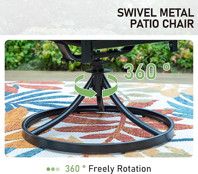Sophia & William Outdoor Swivel Metal Chairs Set of 6, Patio Dining Chairs with Cushions, Strong Capacity Furniture Set for Garden Backyard Support 300lbs