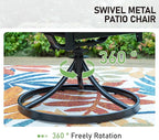 Sophia & William Outdoor Swivel Metal Chairs Set of 6, Patio Dining Chairs with Cushions, Strong Capacity Furniture Set for Garden Backyard Support 300lbs
