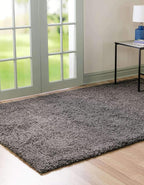 Unique Loom Solid Shag Collection Area Rug (10' x 13' 11" Rectangle, Graphite Gray)