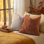 decorUhome Fall Rust Chenille Throw Pillow Covers 16x16 Set of 2 Thick Textured Slubby Couch Pillow Covers Farmhouse Accent Modern Neutral Decorative Pillow Cases for Bed Sofa Living Room