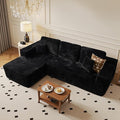 104" Cloud Sectional Couch with Chaise, Boneless L-Shaped Cloud Couch with Deep Seat, Soft Plush Modern Minimalist Sofa, Assembly Free Comfy Sofa for Office Living Room Apartment(Black, Left Chaise)