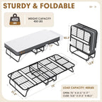 Superday Folding Bed with Mattress, 75" x 31" Folded Bed, Roll Away Beds with Mattresses for Adults, Portable Roll Away Guest Beds for Easy Storage, Space-Saving Sturdy Metal Frame