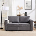 64.5 inch Loveseat, Small Modular Sectional Linen Fabric Sofa Set, Modern Convertible Comfortable Sofa Couch for Living Room/Apartment, Grey
