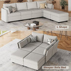 114.17" Modular Sectional Sofa, 6 Seat Sectional Couches with Storage, Memory Foam, Convertible Modular Couch for Living Room, U Shaped Comfy Modular Sofa with Chaise, Light Grey