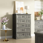 Farmhouse 5 Drawers Dresser for Bedroom, 44" Tall Grey dresser Wood Rustic Chest of Drawers with Wide Metal Handle,Natural Texture,Drawer Organizer for Bedroom,Living Room,Hallway and Entryway