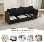 80" Cloud Modular 3 Seater Sofa with Storage, Modern Upholstered Storage Sofa Couch Deep Seat, Sectional Sofa Chenille Comfy Couch with Armrests for Living Room, Small Space, Black
