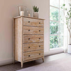 Grain Wood Furniture Greenport 5-Drawer Chest, Solid Wood with Brushed Driftwood Finish