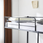 Karl home Black Bunk Bed Twin Over Twin with 2 Storage Drawers, Metal Bunk Bed with Built-in Ladder and Safety Guardrail, Space-Saving Twin Bunk Beds for Kids, Teens & Adults, No Box Spring