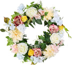 VEVOR Spring Wreath for Front Door 24 Inch - Large Artificial Flower Wreath with Hydrangea & Peony, Year-Round All Season Outdoor Indoor Door Decor
