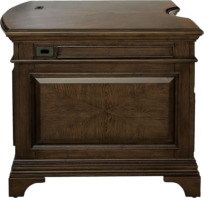 Coaster Home Furnishings - Hartshill - Wood - 72-Inch 7-Drawer Executive Desk with 2 Lockable File Cabinets, Removable Dividers, and Bronze Hardware - Home Office - Burnished Oak - 881281
